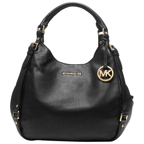 michael kors bags black leather|Michael Kors black shoulder handbags.